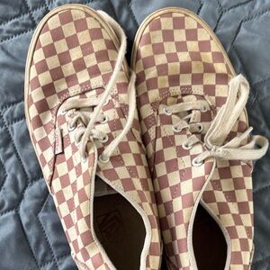 Checkered vans Kids Shoes - Cream and pink